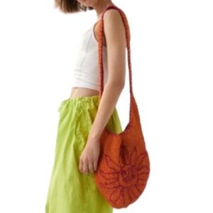 Urban Outfitters UO Sunny Daze Orange Pink Purse Nylon Woven Shoulder Bag